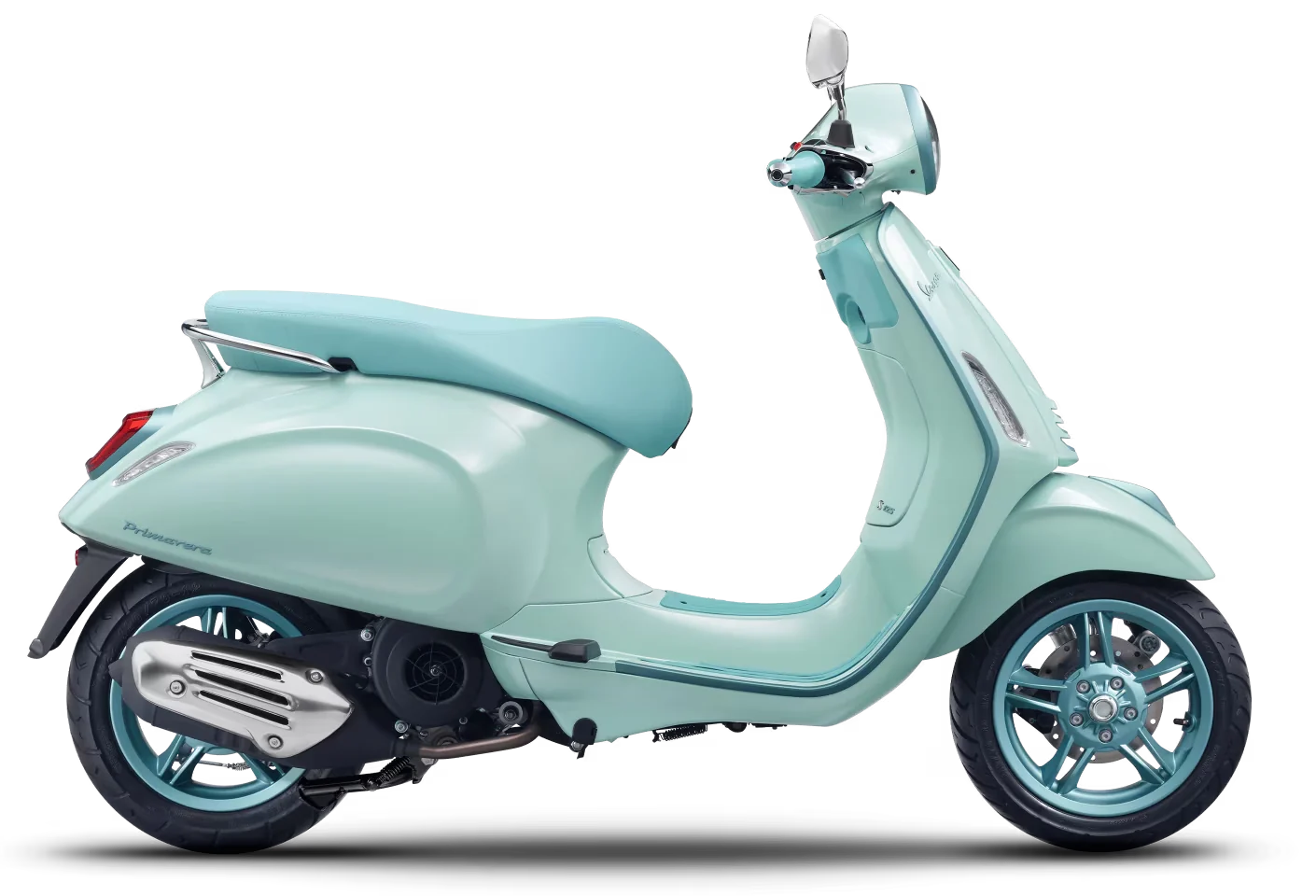 Vespa Primavera S 125 màu Xanh Amabile, nhìn ngang