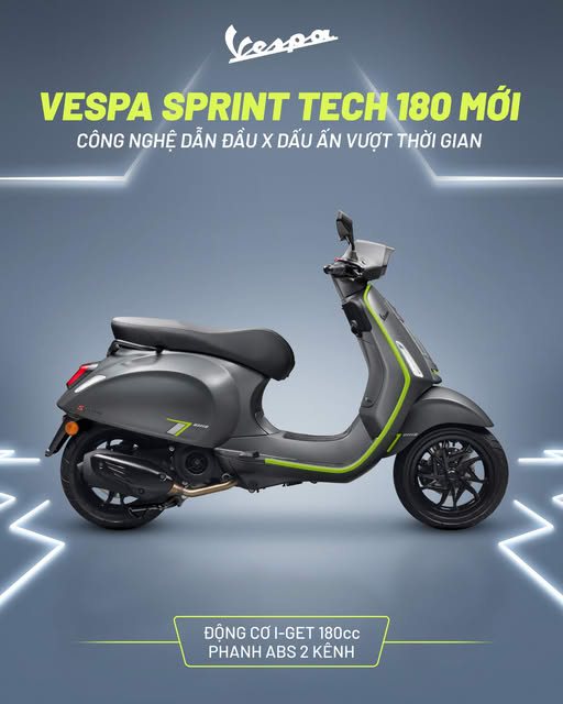 Vespa Sprint Tech 180 mới, công nghệ dẫn đầu và dấu ấn vượt thời gian