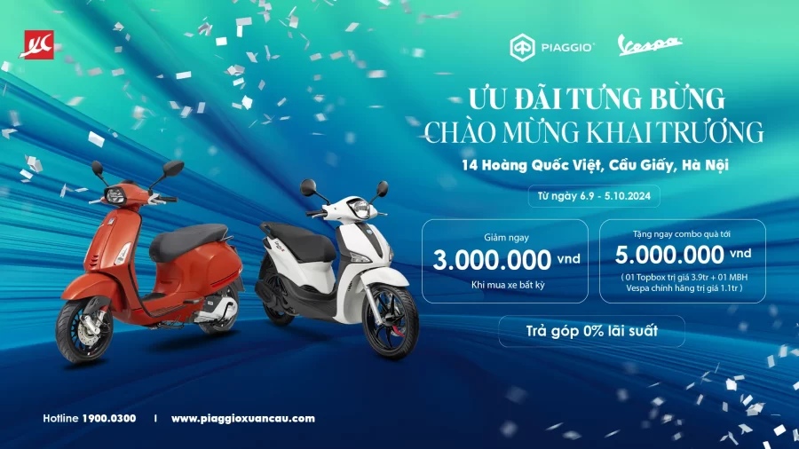 chuong trinh khuyen mai khai truong showroom piaggio xuan cau hqv 0