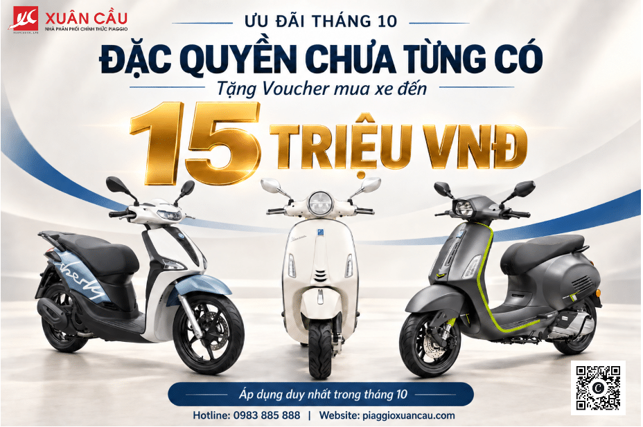 Ưu Đãi Tháng 10 Tại Piaggio Xuân Cầu: Sắm “Trang Sức Ý” – Nhận Voucher Đến 15 Triệu Đồng